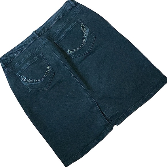 Denim Shirt, Black Midi Denim Skirt, Code Bleu Denim Skirt, Midi Denim Skirt - Picture 1 of 13